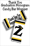 Black and Gold Graduation Monogram Thank You Candy Bar Wrapper Printable