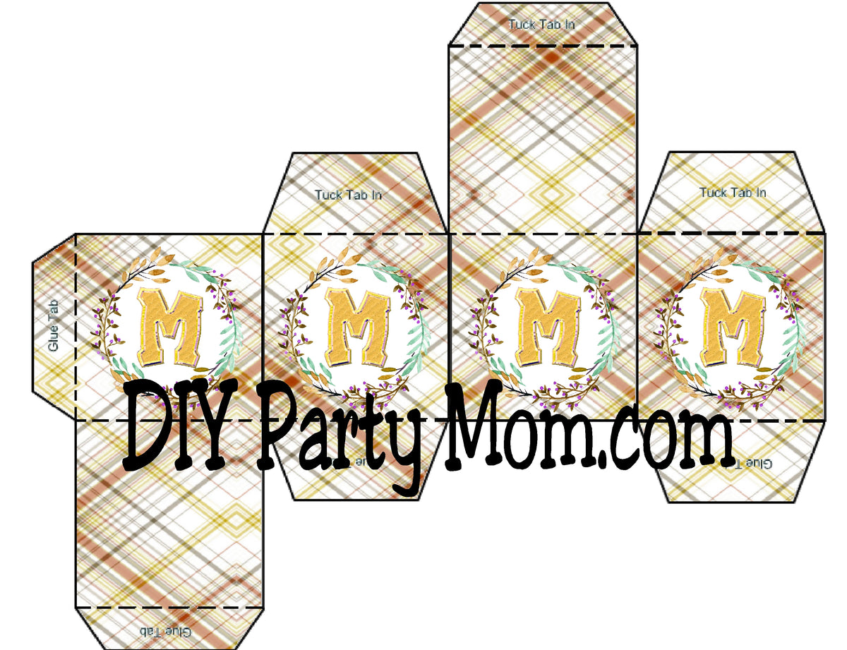 Thanksgiving Frame Monogram Square Box Printable
