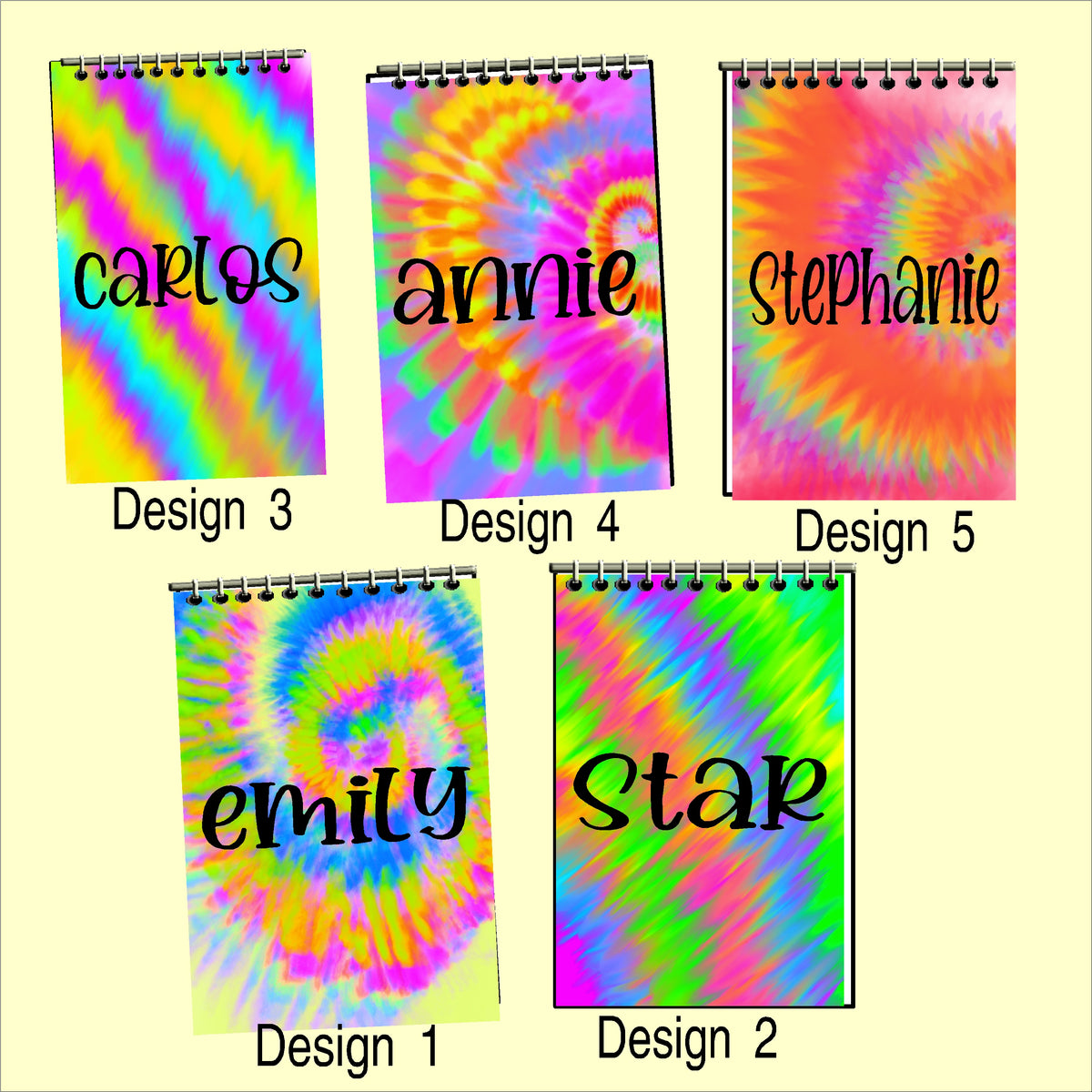 Tie Dye Personalized Notebook Party Favors