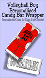 Volleyball BOY Personalized Candy Bar Wrapper
