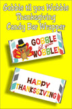 Let your Thanksgiving guests Gobble till you Wobble with this fun Thanksgiving candy bar wrapper perfect for party favors or as a Thanksgiving treat. #gobbletilyouwobble #thanksgiving #thanksgivingcandybarwrapper