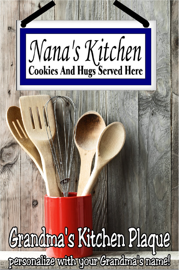Whether it be Grandma, GG, Granny or some other name, Grandma's kitchen is her domain to hand out cookies and hugs as she pleases.  Be sure to post that where all can see with this personalized name plaque perfect for her kitchen decor. #grandmagifts #christmasgift #newbabygift #kitchendecor #personalizedgift