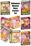 Halloween Monster Glass Coaster Set