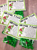 Grinch Pills Candy Bag Topper Printable
