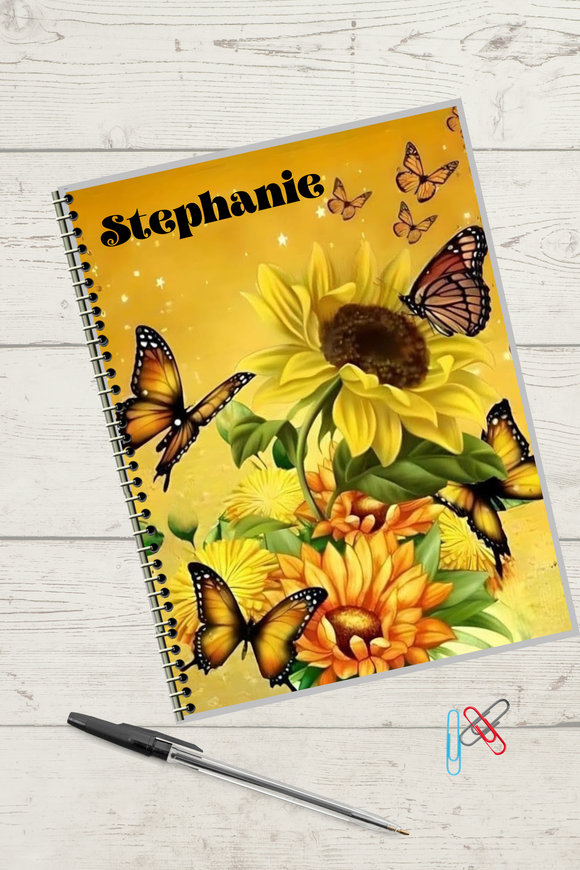 Sunflower and Butterflies Personalized Notebook