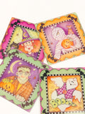 Halloween Monster Glass Coaster Set