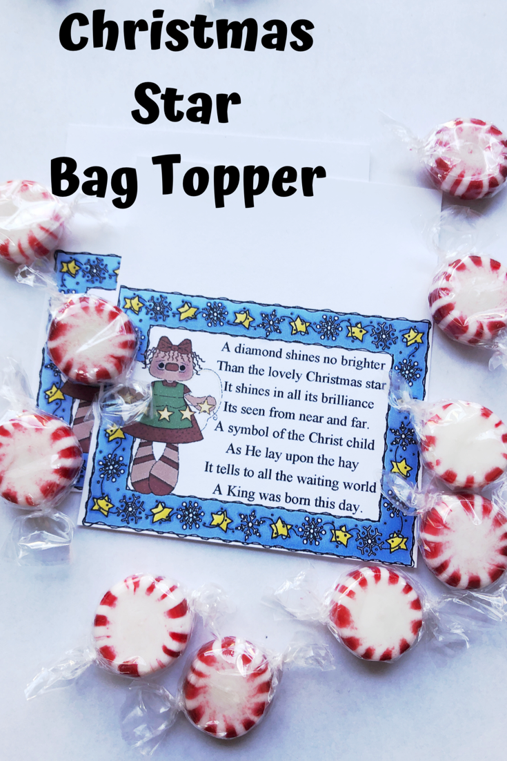 Give a sweet reminder of the true meaning of Christmas with this beautiful poem on a Christmas printable bag topper. Simply fill a bag with chocolate stars or starlight mints for a sweet Christmas message for everyone on your list