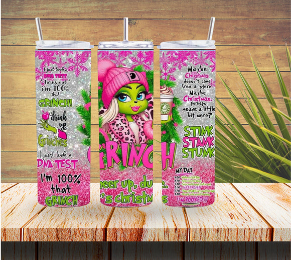 Lady Grinch Christmas 20 ounce Stainless Steel Tumbler   *607