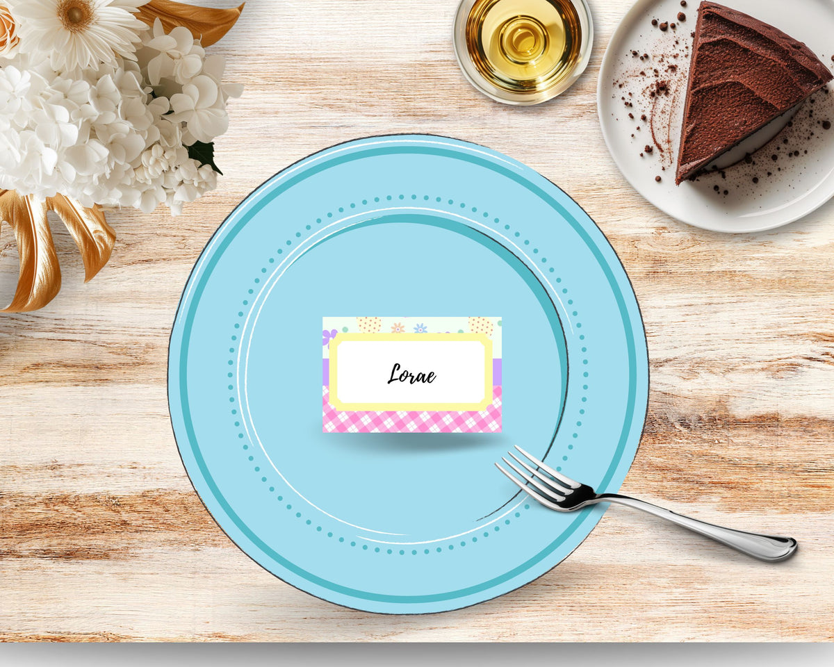 Spring Patterned Editable Place Card Printable