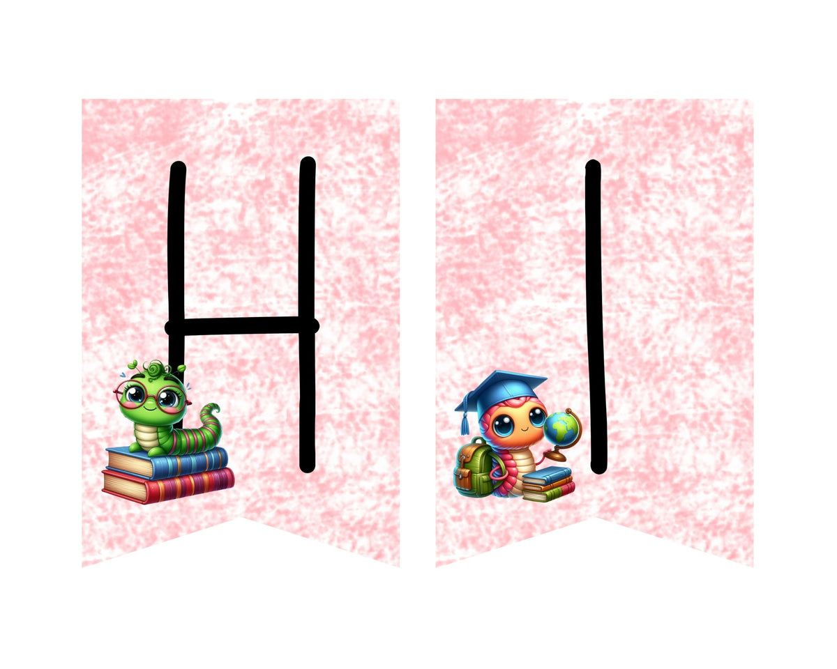 Bookworm Back to School Pennant Banner