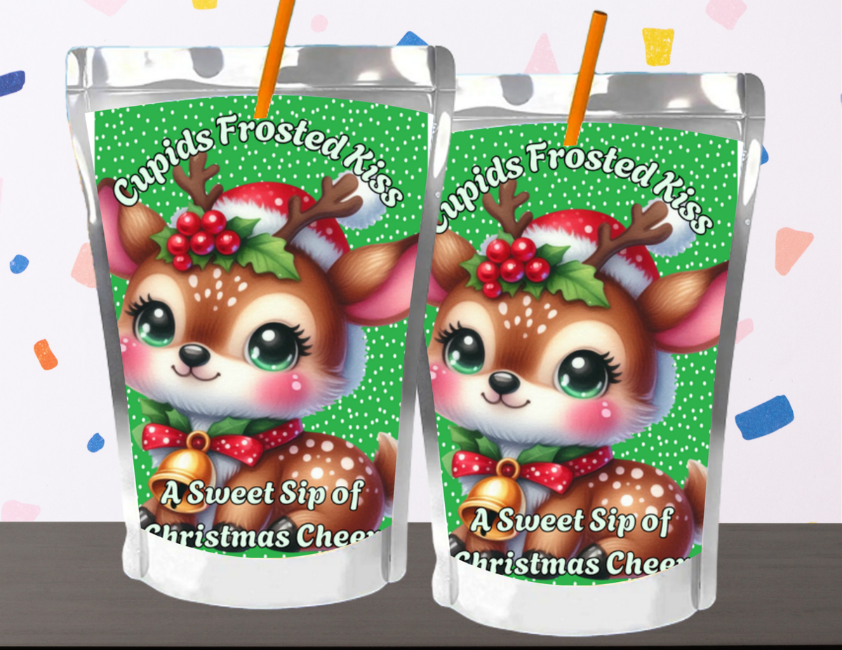 Reindeer Capri Sun Labels – Printable Christmas Drink Pouch Stickers for Kids