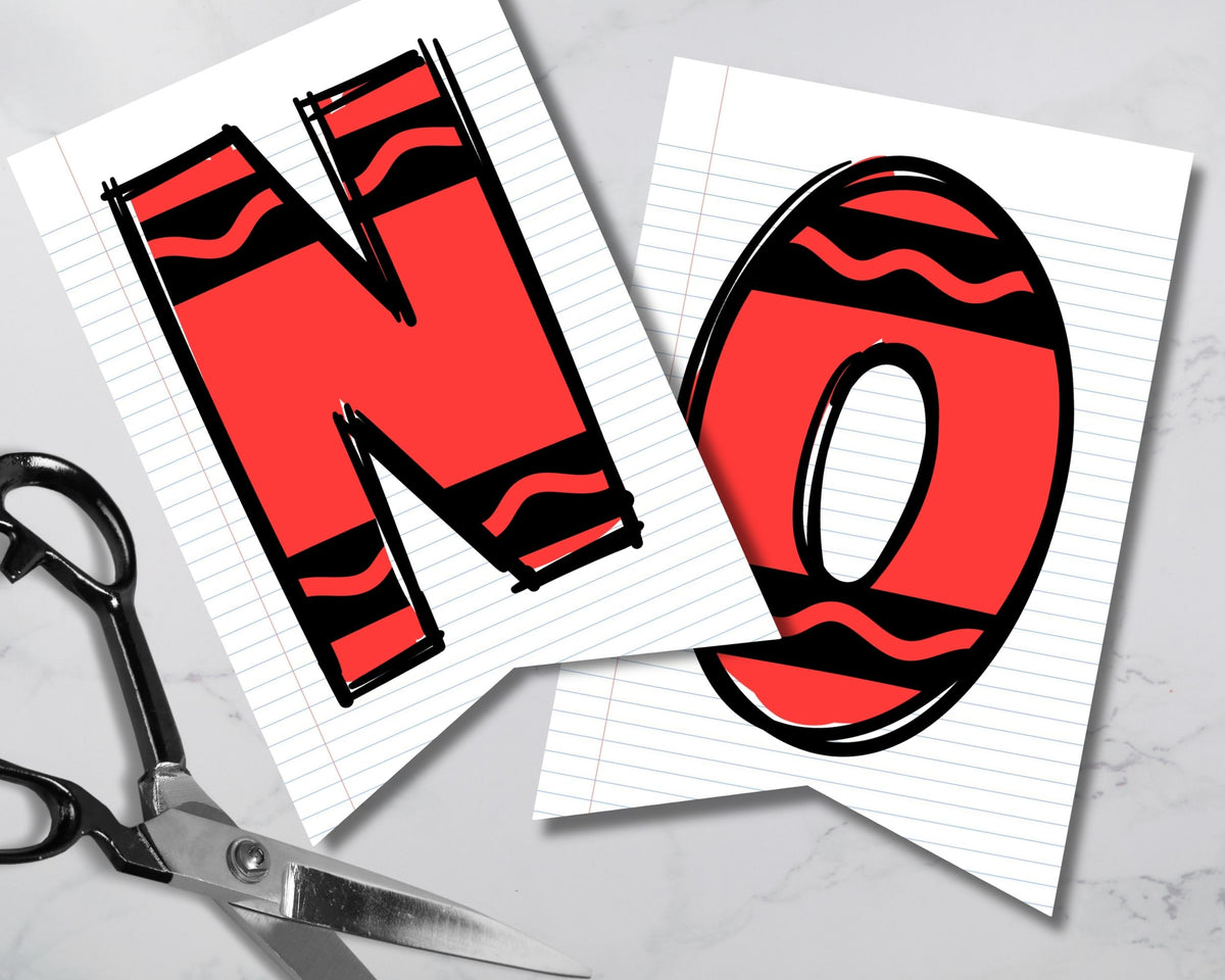 Crayon Printable Pennant Banner Canva Template