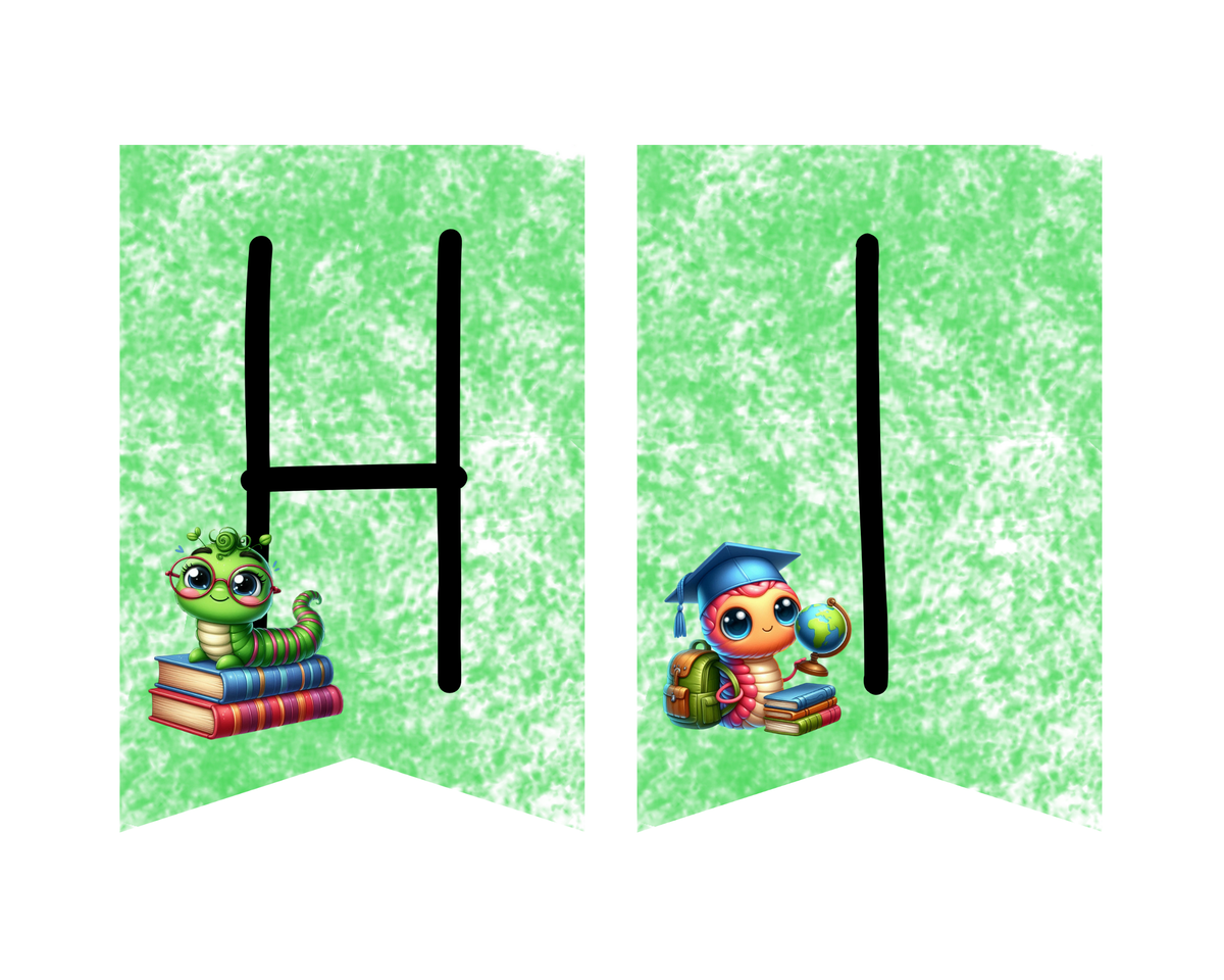 Bookworm Back to School Pennant Banner