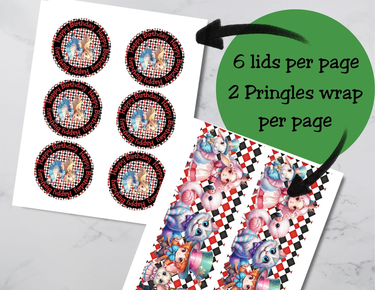 Alice in Wonderland Pringles Can Label Printable – Onederland Birthday Party Favor