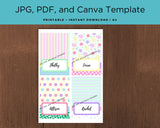 Spring Patterned Editable Place Card Printable
