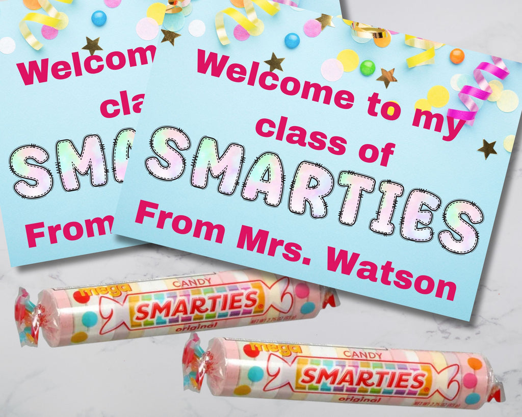 Class of Smarties Bag Topper Canva Template Printable – DIY Party Mom