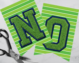 Lime Green and Blue Football Pennant Banner Printable