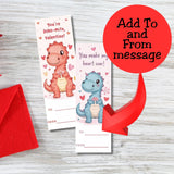 Printable Dinosaur Valentine Bookmarks for Kids