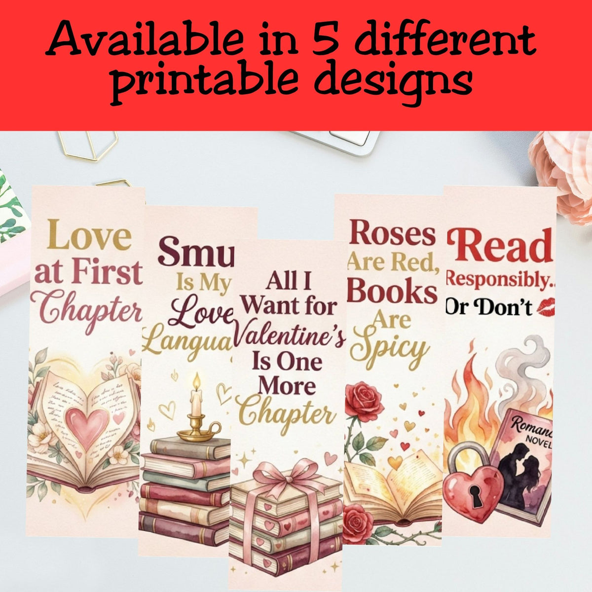 Valentine Smut Bookmarks – Printable Bookish Bookmark