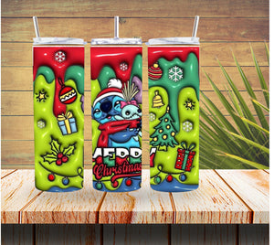 Merry Christmas Stitch 3D Christmas 20 ounce Stainless Steel Tumbler   *617