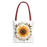 Inspirational Sunflower Tote Bag, Positive Affirmation Butterfly Bag, Motivational Quote Book Bag, Trendy Clipart Floral Tote