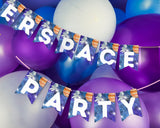 Space Alphabet Pennant Banner Set (A–Z + 0–9) – Astronaut Party Decor Printable