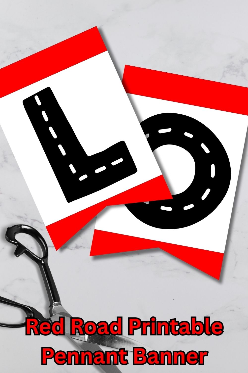 Red Road Pennant Printable Banner and Canva Template