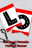 Red Road Pennant Printable Banner and Canva Template