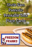 Uncle Sam Patriotic Tent Table Place Card Printable with Canva Edit Link
