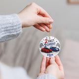 Two Fast Two Curious Ornament, Personalized 2nd Birthday Ornament, Race Car Birthday Keepsake, Boys Racing Birthday Gift, Name Year Ornament