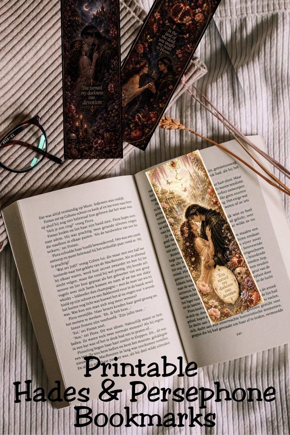 Hades and Persephone Printable Bookmark Set | Dark Romance Fantasy Bookmarks | Romantasy Reader Gift Digital Download