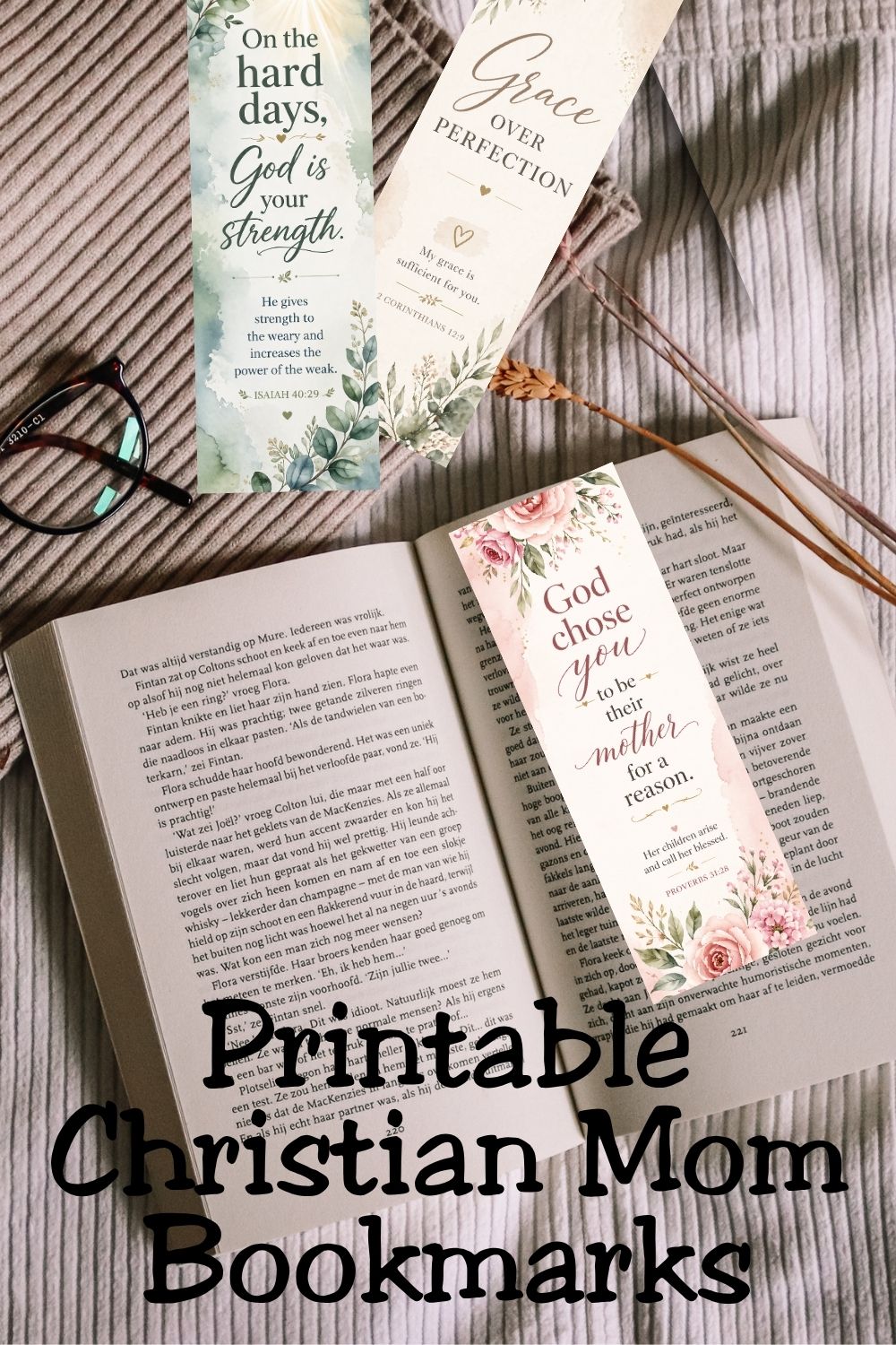 Christian Motherhood Bookmark Set – Printable Bible Verse Bookmarks for Moms (Set of 5)