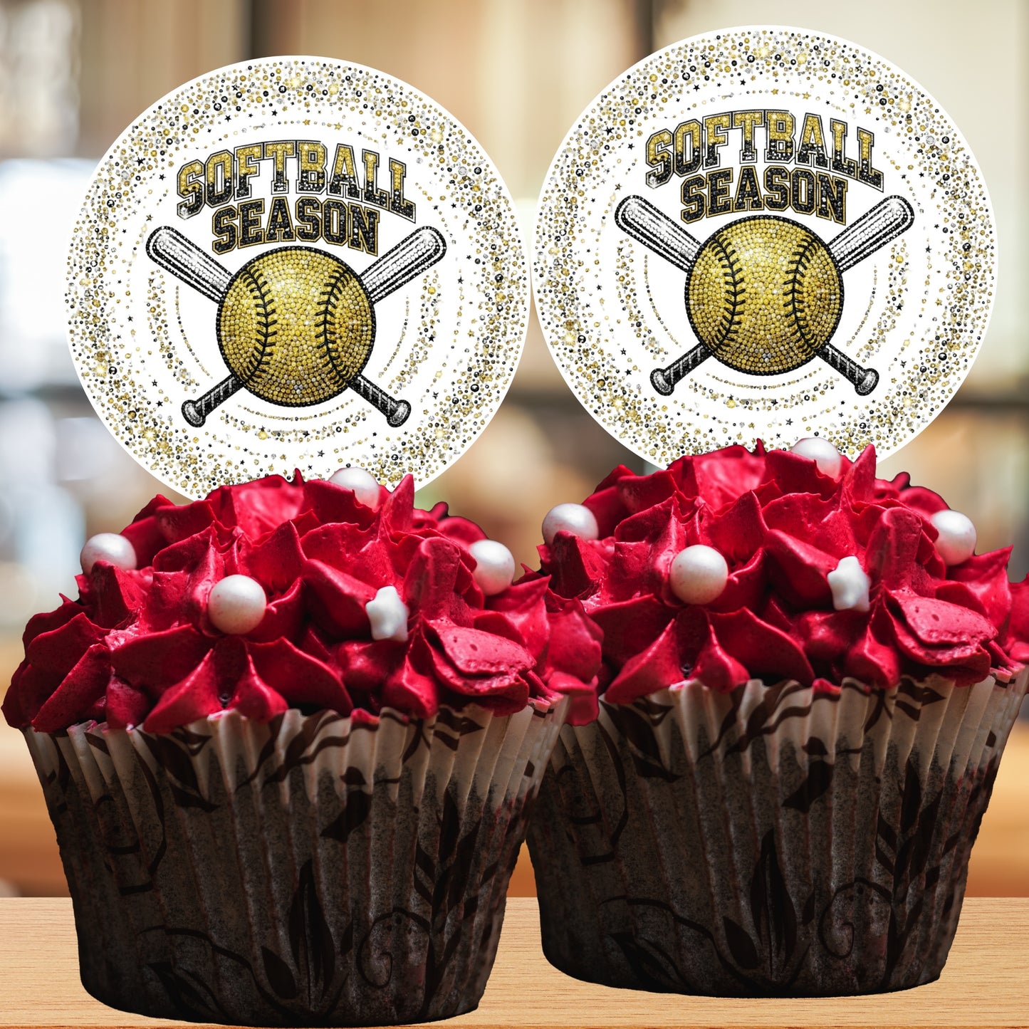 Softball Season Cupcake Toppers Printable