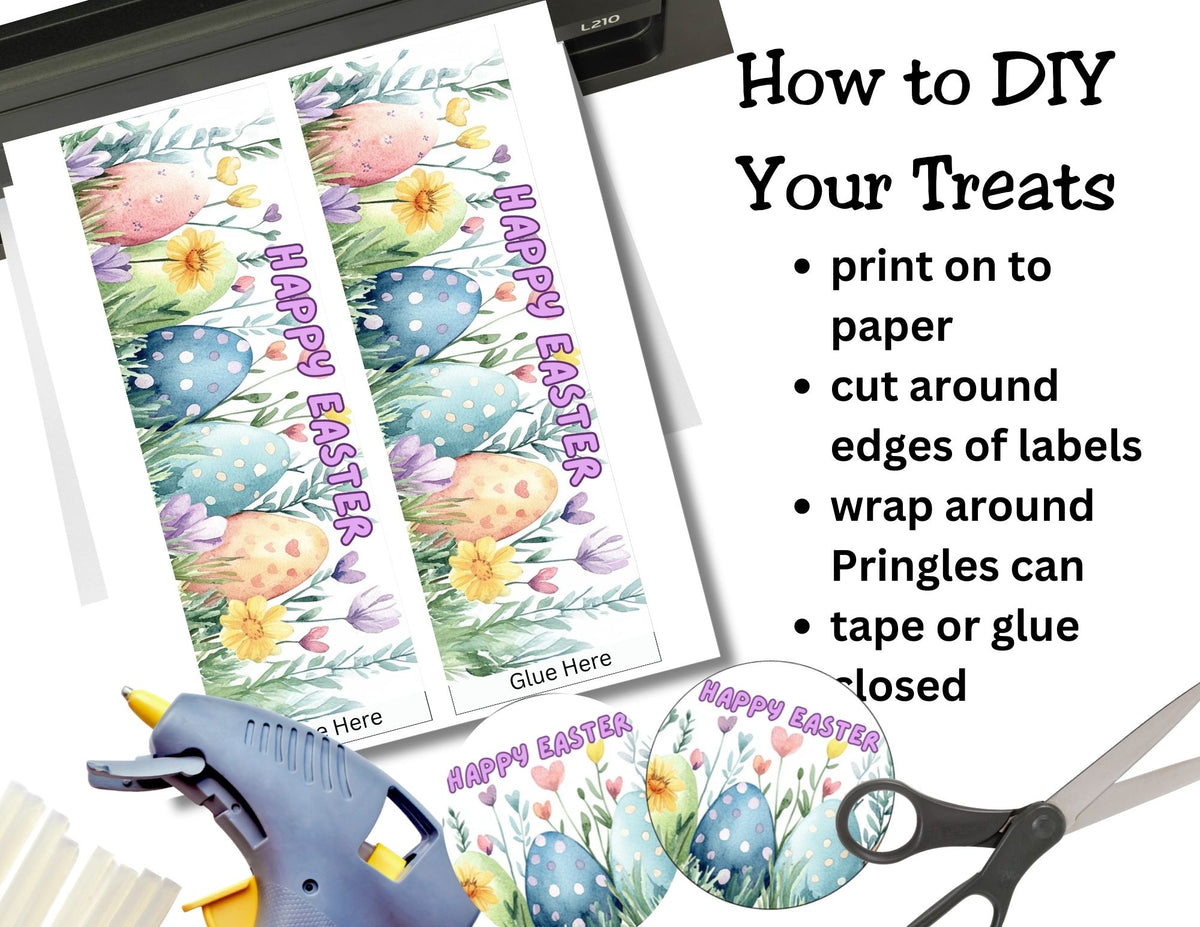 Easter Pringles Can Label & Lid, Watercolor Easter Egg Snack Wrap Printable