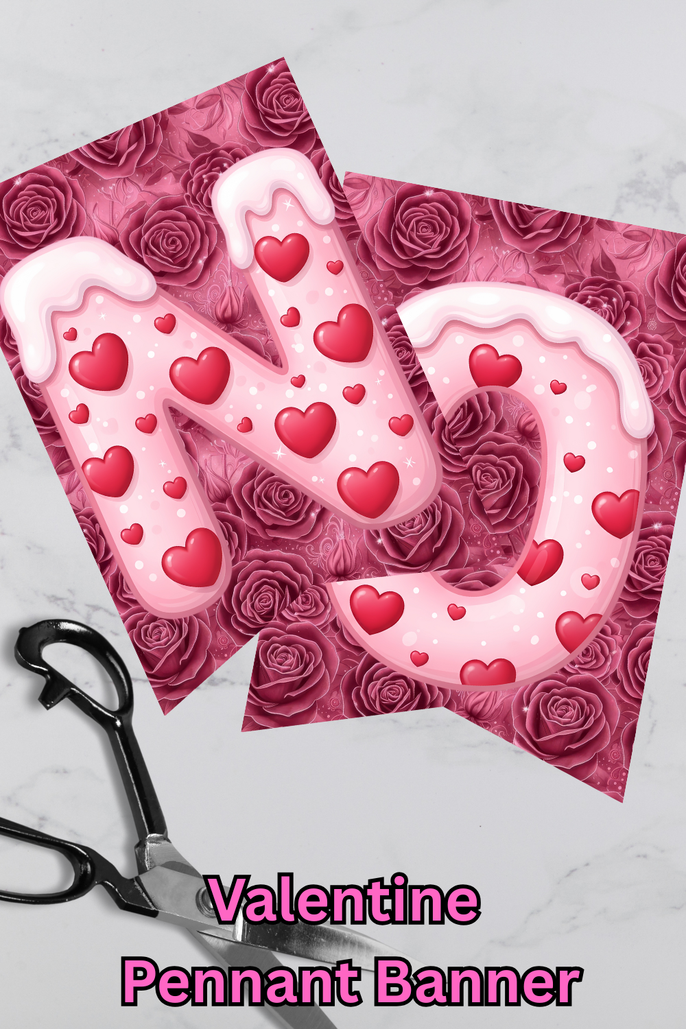 Valentine Alphabet Pennant Banner Letters Printable