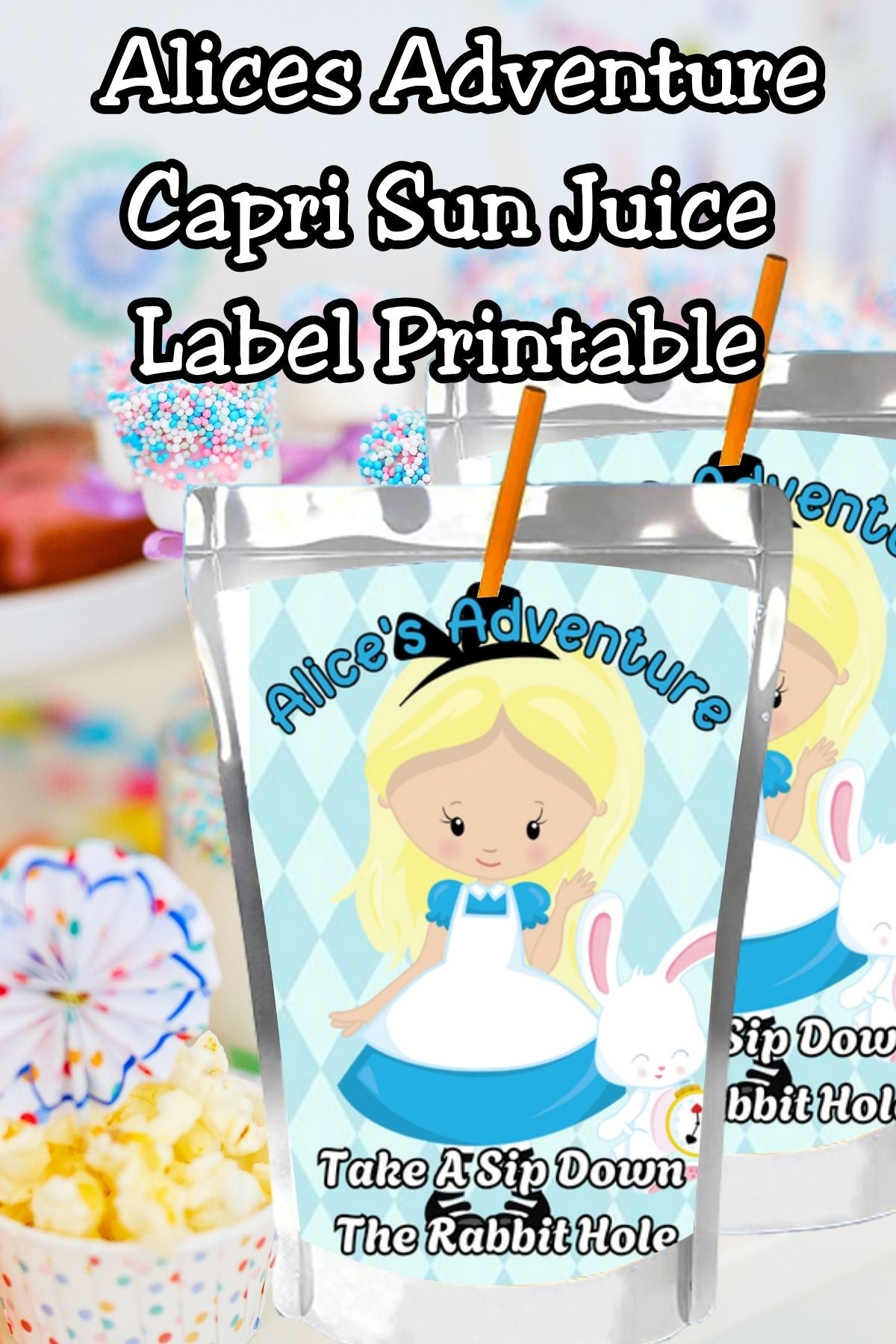 Alice in Wonderland Capri Sun Printable Labels
