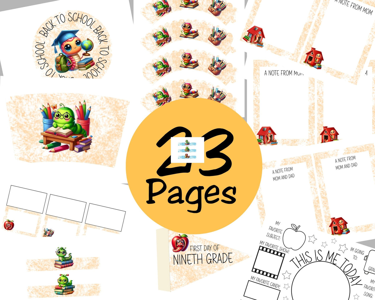 Bookworm Back to School Breakfast Printable Set