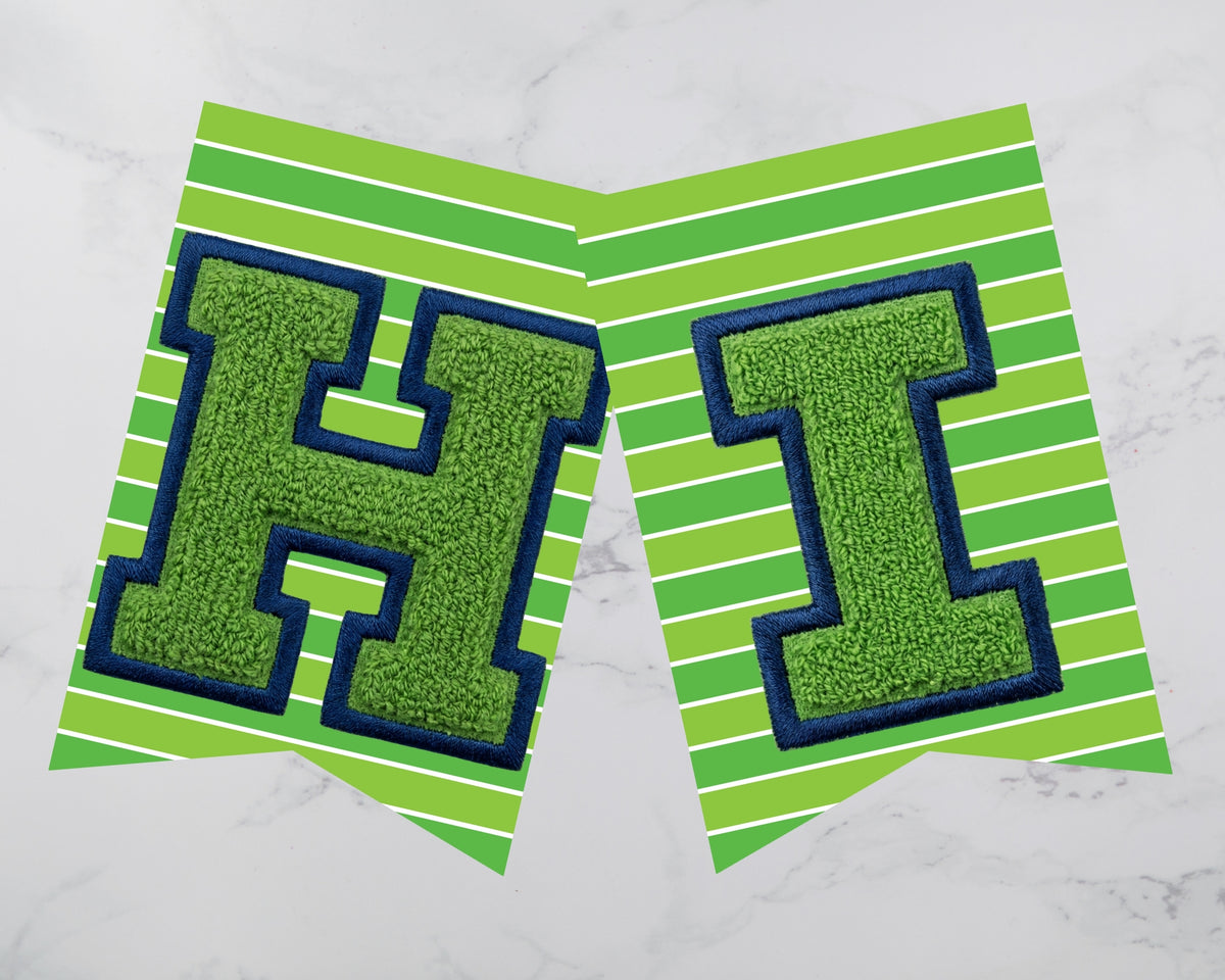 Lime Green and Blue Football Pennant Banner Printable