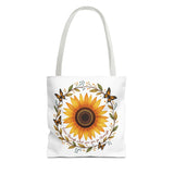 Inspirational Sunflower Tote Bag, Positive Affirmation Butterfly Bag, Motivational Quote Book Bag, Trendy Clipart Floral Tote