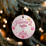 Personalized 2nd Birthday Ornament, Im a Princess 2 Ornament, Princess Birthday Gift for Girl, Custom Name Year Christmas Ornament