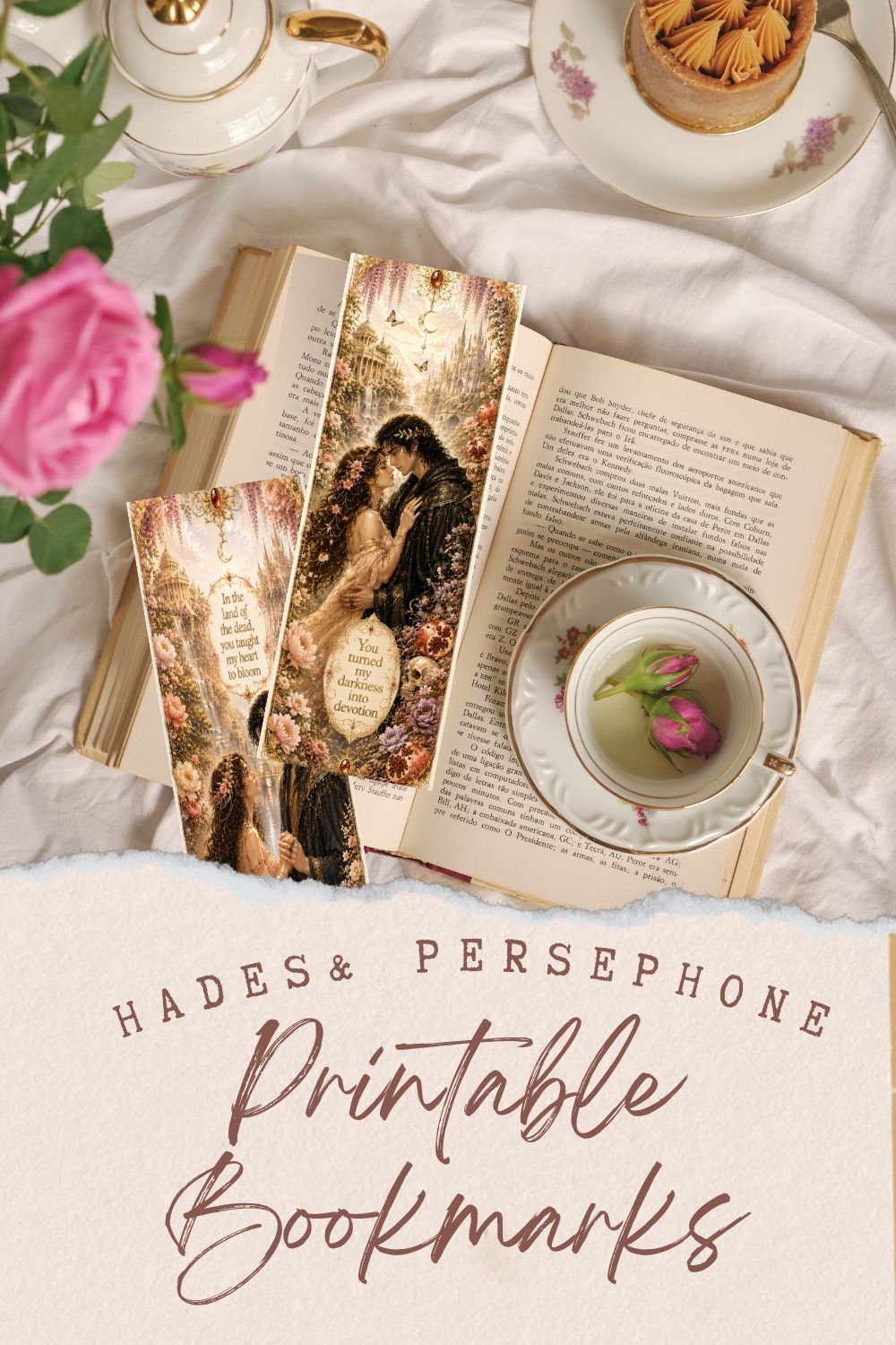 Hades and Persephone Printable Bookmark Set | Dark Romance Fantasy Bookmarks | Romantasy Reader Gift Digital Download