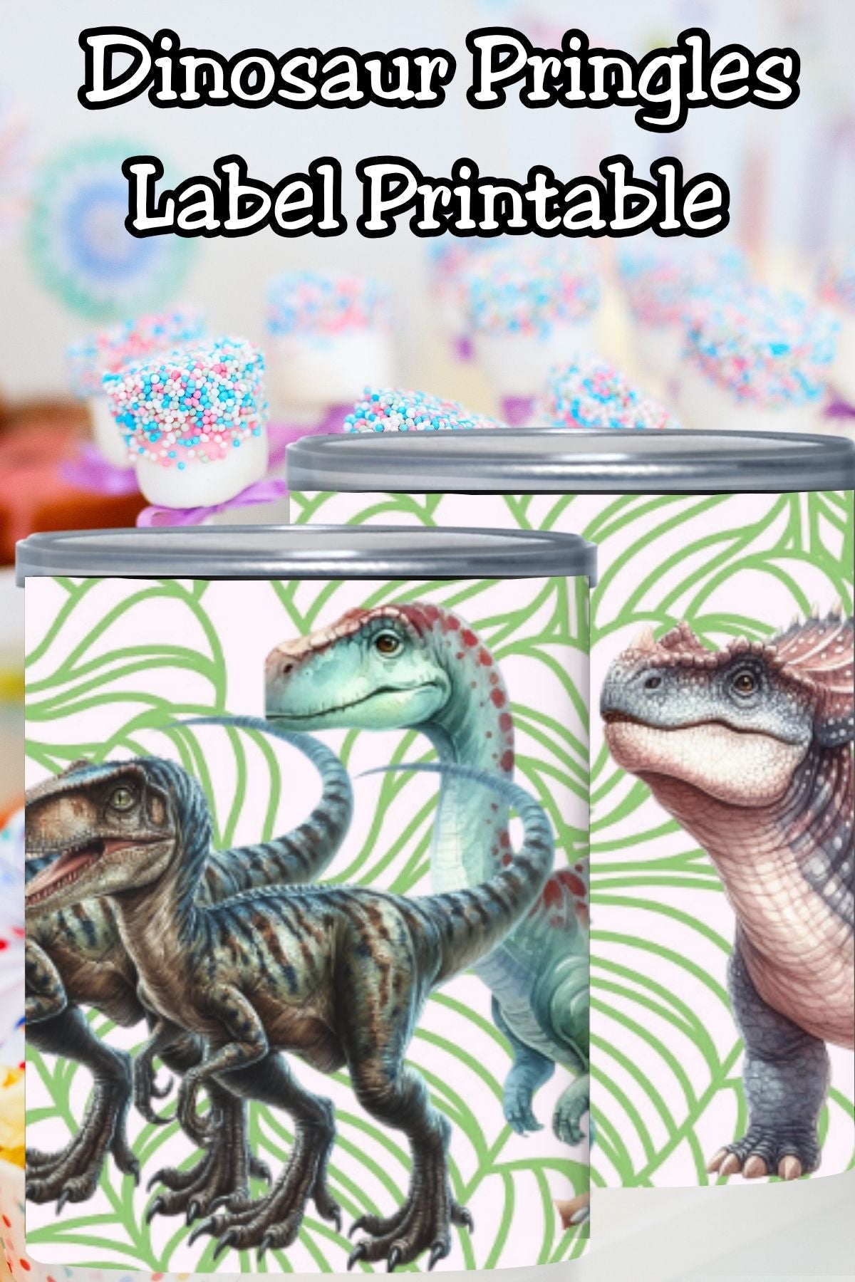 Dinosaur Pringles Can Label Printable – Kids Birthday Party Favor