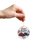 Two Fast Two Curious Ornament, Personalized 2nd Birthday Ornament, Race Car Birthday Keepsake, Boys Racing Birthday Gift, Name Year Ornament