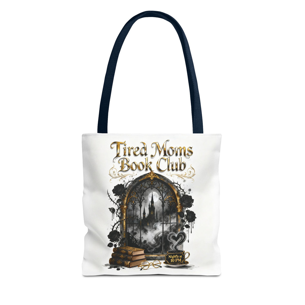 Tired Moms Book Club Tote Bag, Book Lover Gift, Funny Booktok Reader Bag, Booktrovert Mom Tote, Gothic Bookish Aesthetic Bag