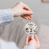 Two the Moon Personalized Ornament, 2nd Birthday Ornament, Space Birthday Keepsake, Custom Name Ornament, Astronaut Birthday Gift