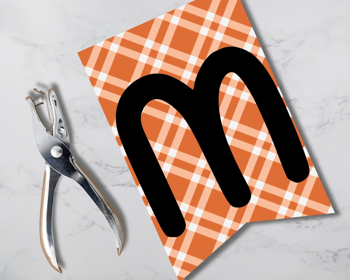 Fall Orange Plaid Pennant Banner P