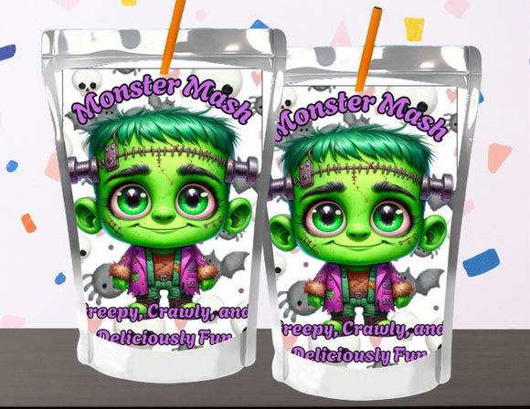 Frankenstein Capri Sun Label Printable – Monster Mash Party Drink Labels