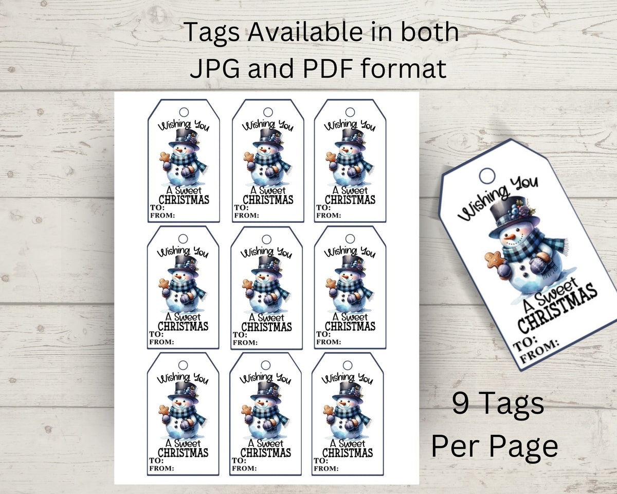 Sweet Christmas Snowman Gift Tags Printable