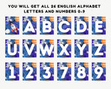 Space Alphabet Pennant Banner Set (A–Z + 0–9) – Astronaut Party Decor Printable