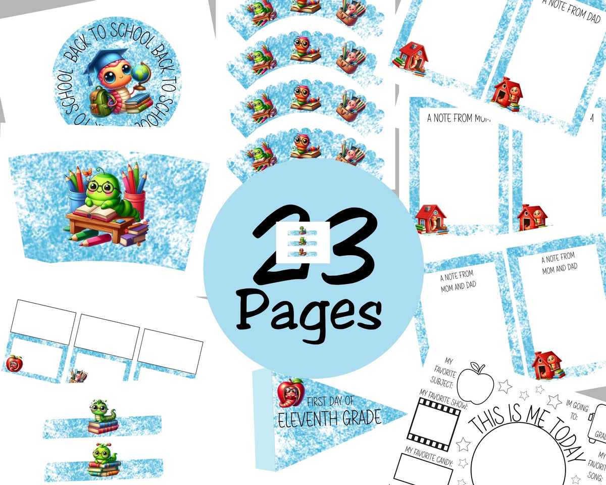 Bookworm Back to School Breakfast Printable Set